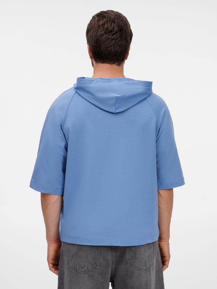 Футболка оверсайз унисекс с капюшоном Neofit, синяя, размер XL/XXL