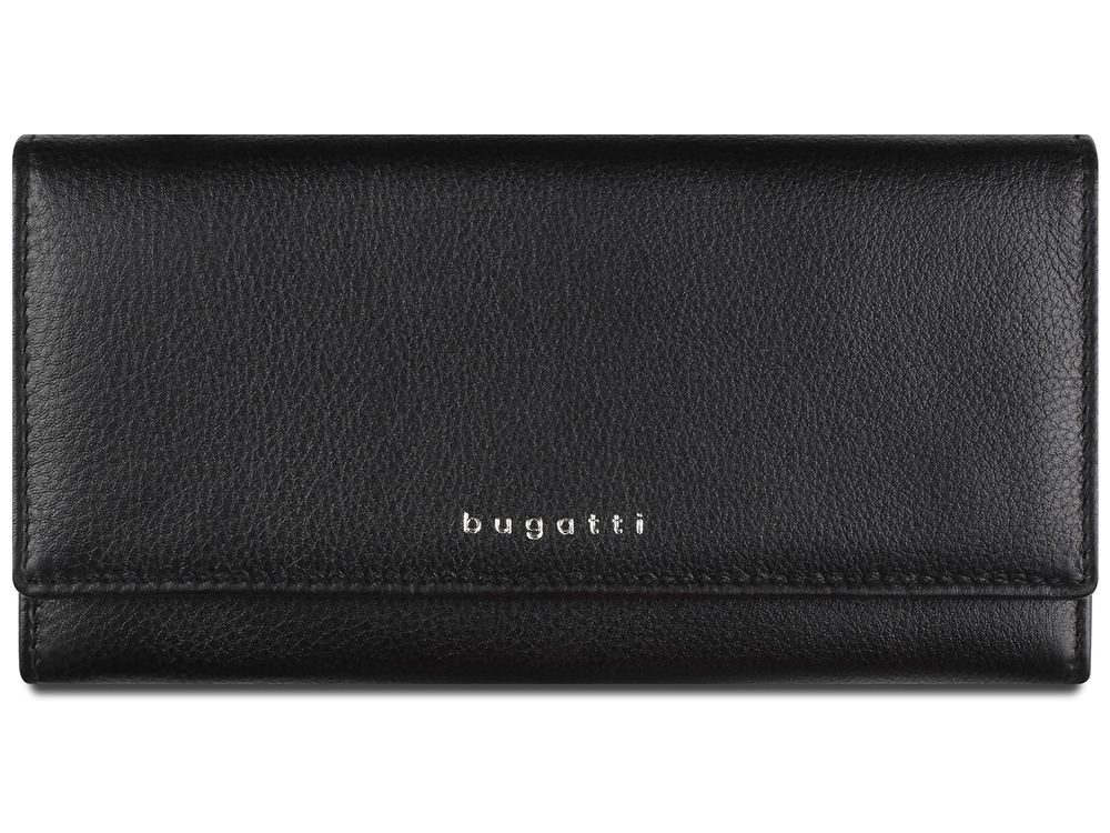 Кошелёк женский BUGATTI СУПЕР ЛЕДИ | LADY TOP, чёрный, натуральная воловья кожа, 20х2,5х10,5 см