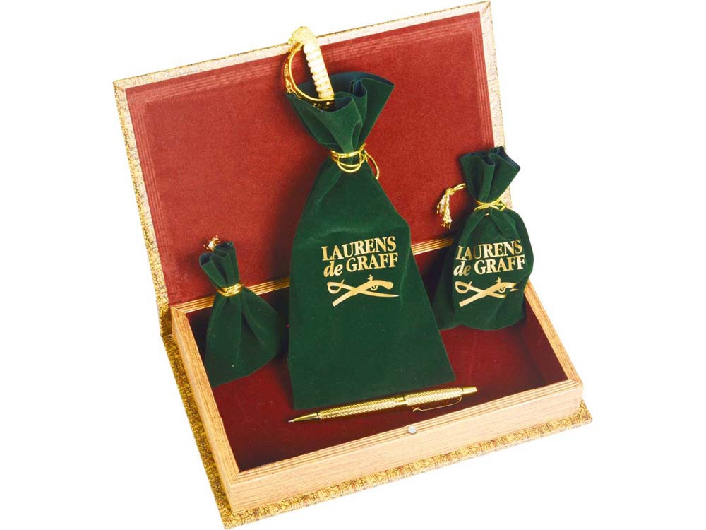 Набор Клипер: часы песочные, нож для бумаг, ручка шариковая, брелок-термометр с логотипом Laurens de Graff | Print Logo