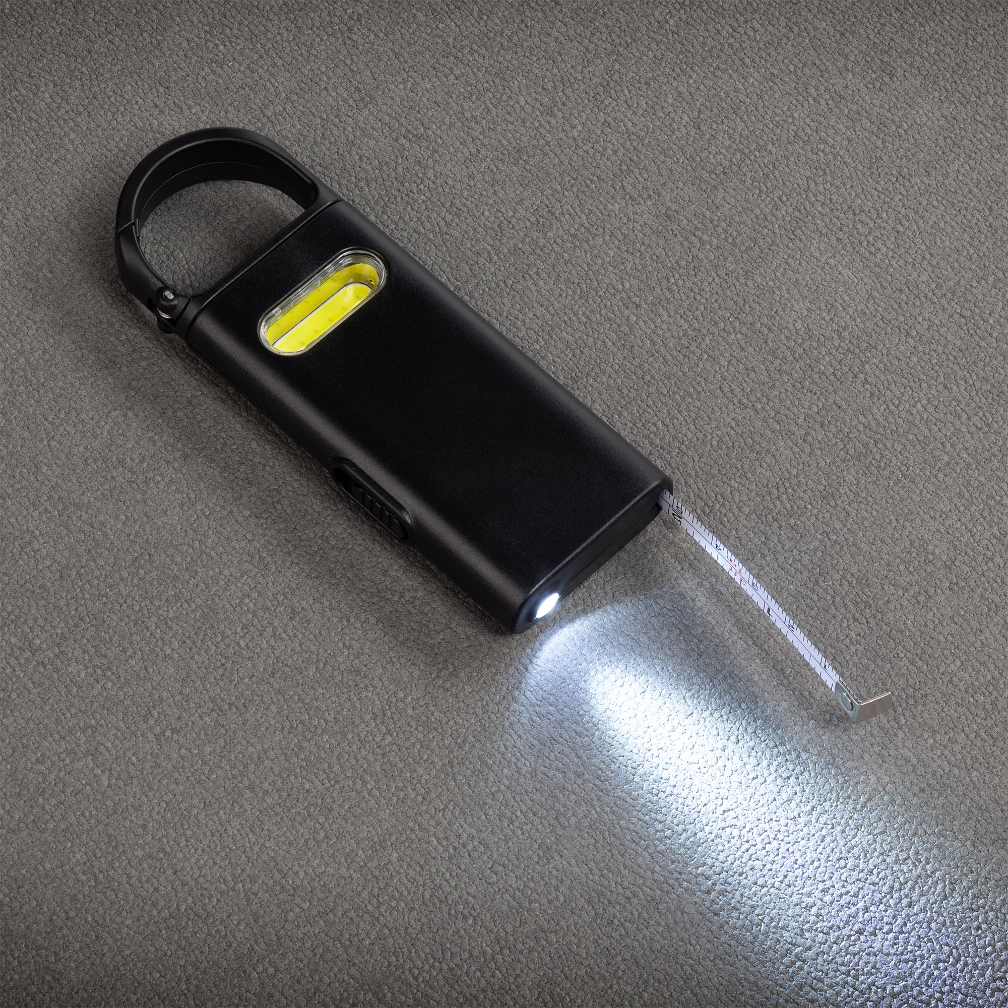 Фонарик "Spark" с рулеткой и карабином фото на сайте  Print Logo.