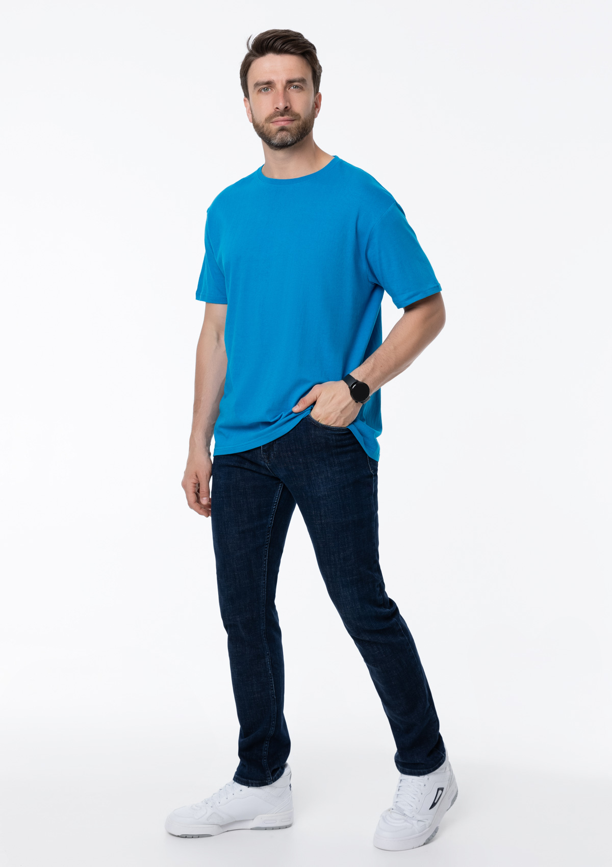 Футболка унисекс без бокового шва STAN хлопок 160, 02, Лазурный,  (40/1)  (48/M)