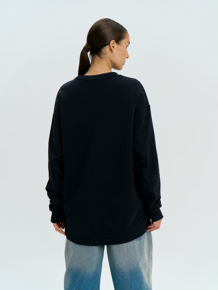 Свитшот оверсайз унисекс Omnifit, черный, размер XL/XXL