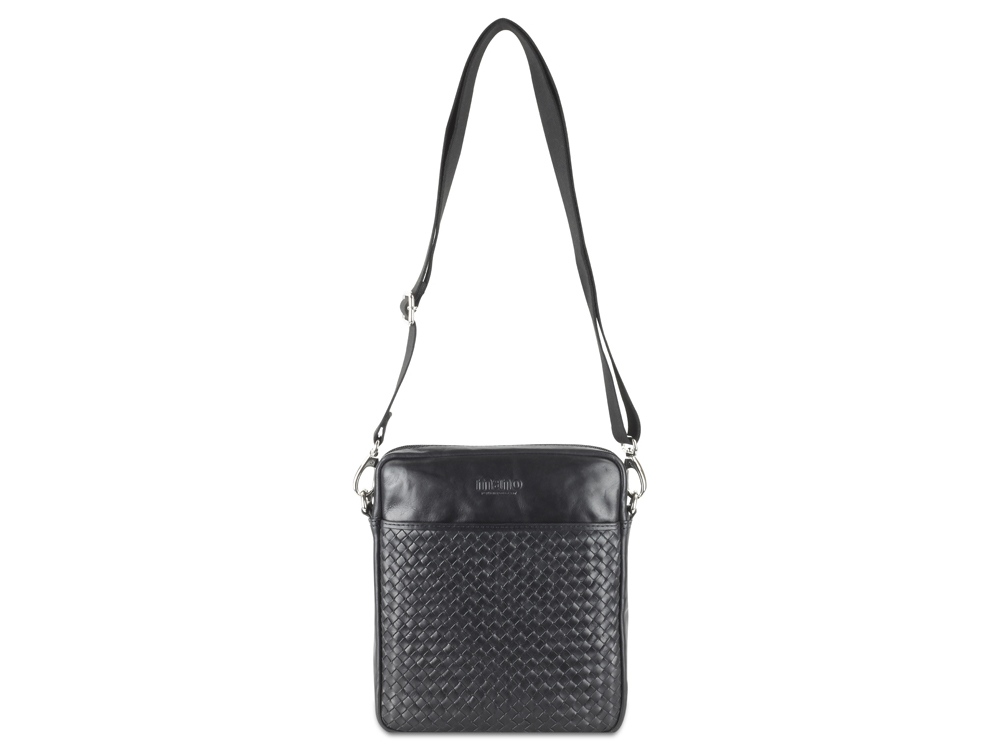 Сумка через плечо Mano Don Luca, натуральная кожа в черном цвете, 23 х 26,5 х 4,5 см