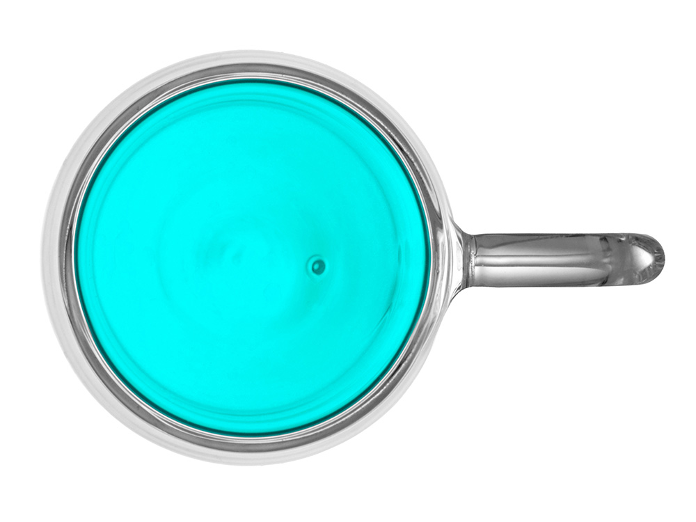 Кружка с двойными стенками с широкой ручкой и градиентным покрытием Fog, бирюзовый