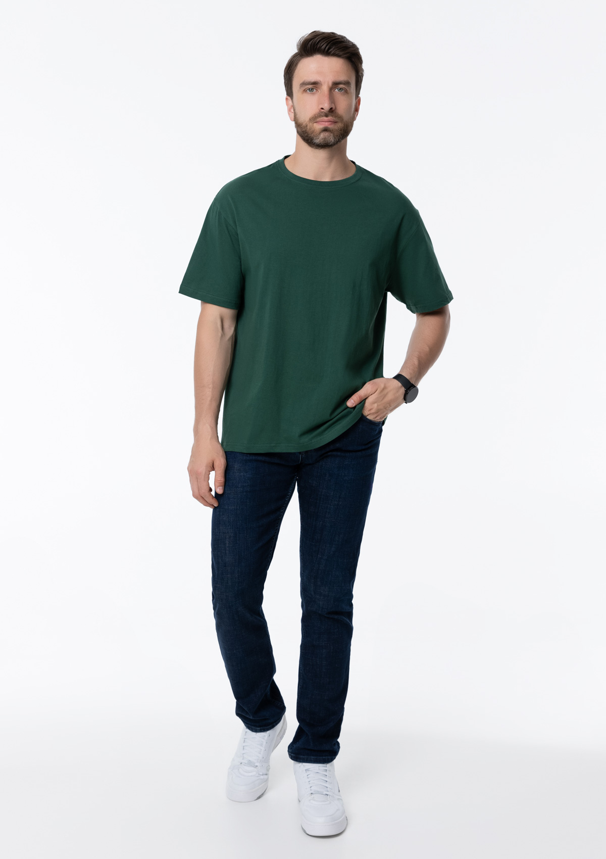 Футболка унисекс без бокового шва STAN хлопок 160, 02, Тёмно-зелёный,  (130)  (44/XS)