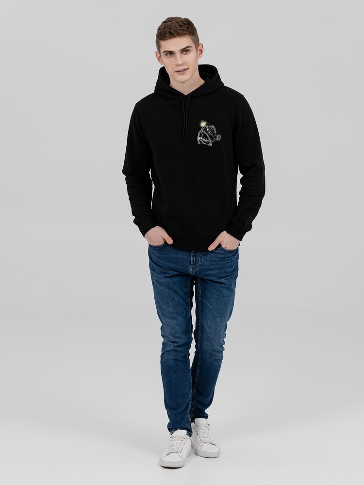 Худи «Морской черт» со светящимся принтом — пример нанесения логотипа (Ловец слов) | Print Logo