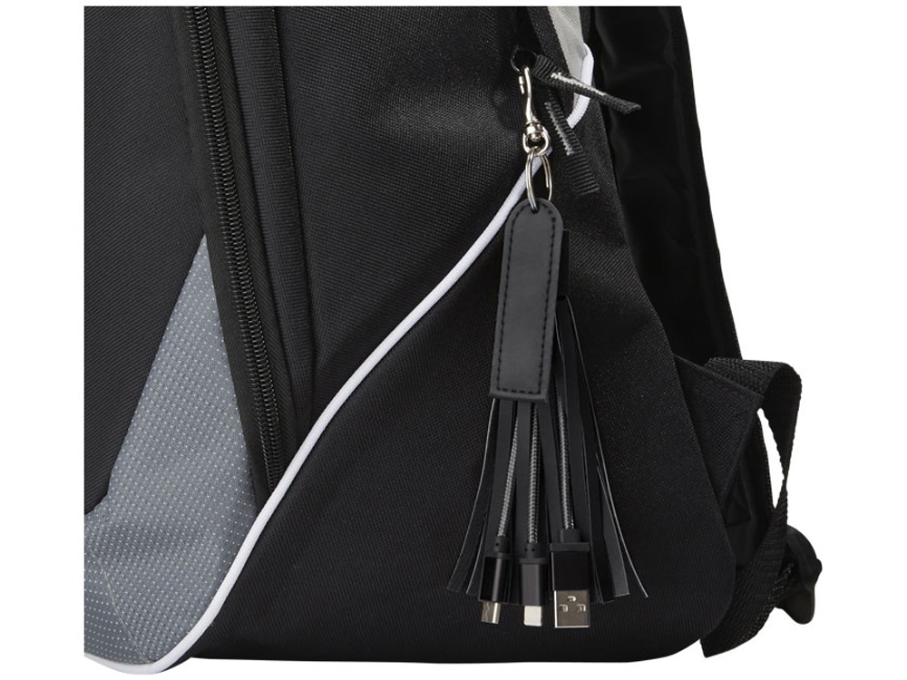 Тканевый кабель для зарядки Tassel 3-в-1, черный