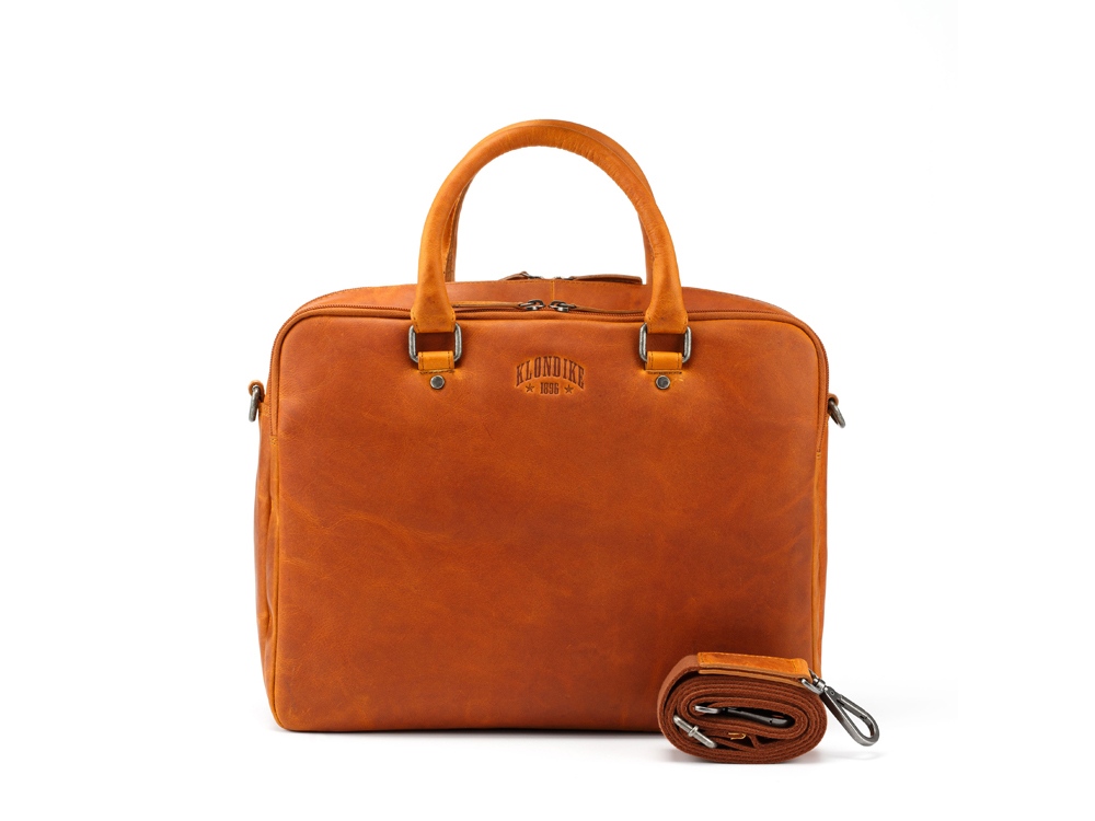 Сумка KLONDIKE DIGGER Earl, натуральная кожа цвета коньяк, 29 x 38 x 9 см