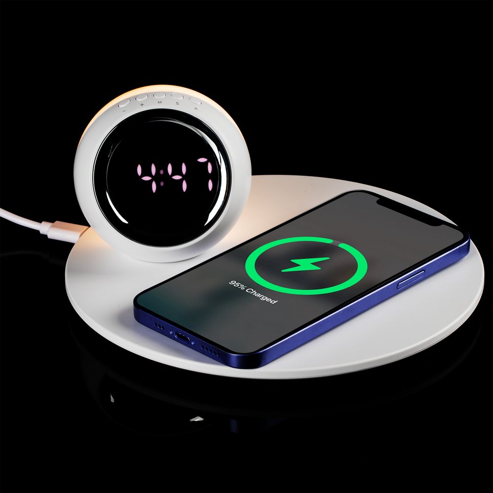 Станция беспроводной зарядки с часами и подсветкой GlobeBee