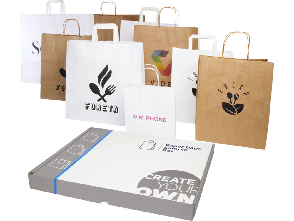 Набор пакетов из крафт-бумаги с логотипом  | Print Logo