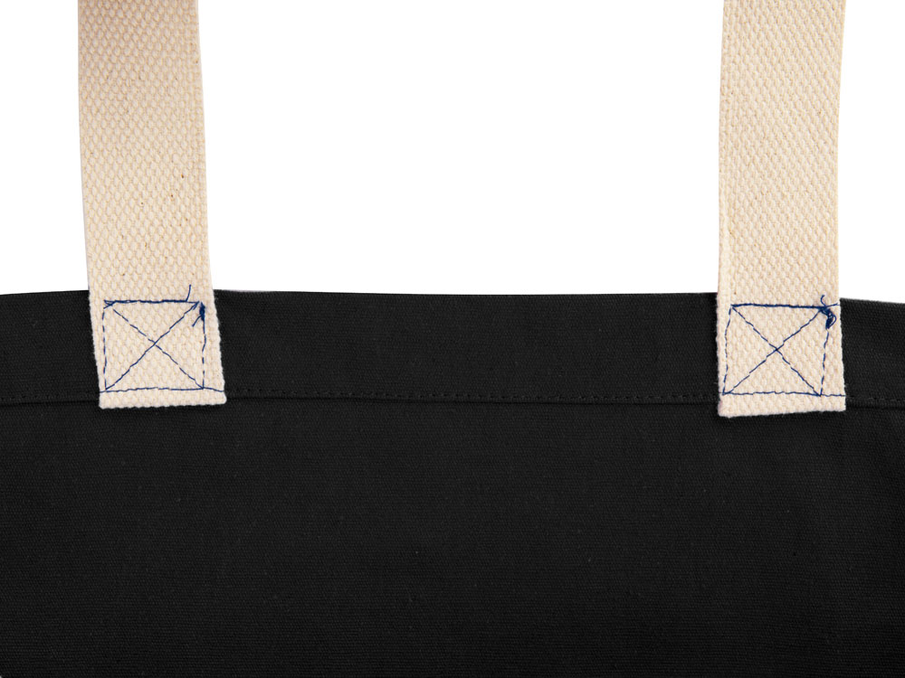 Сумка Donny из хлопка с донной складкой и парусиновыми ручками, черный