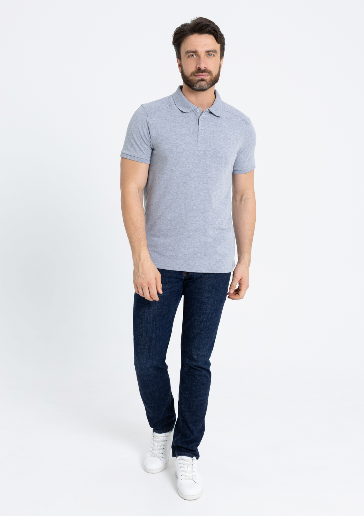 Рубашка поло унисекс STAN хлопок/эластан 200, 05, Серый меланж,  (50/60)  (54/XXL)