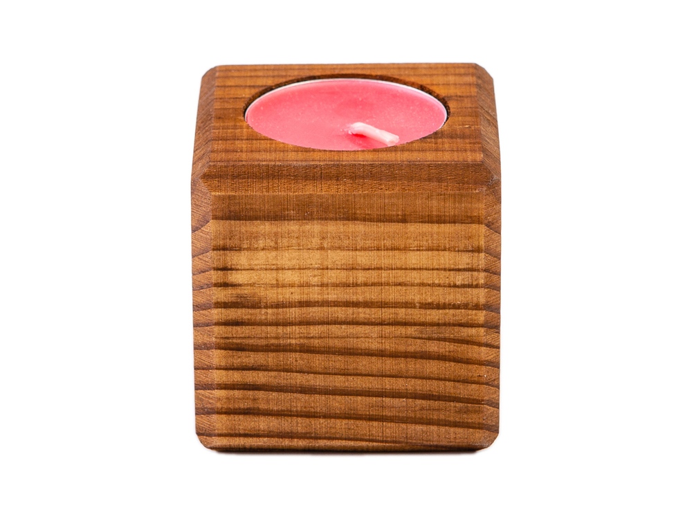 Свеча в декоративном подсвечнике Вишня с логотипом OKTAUR | Print Logo