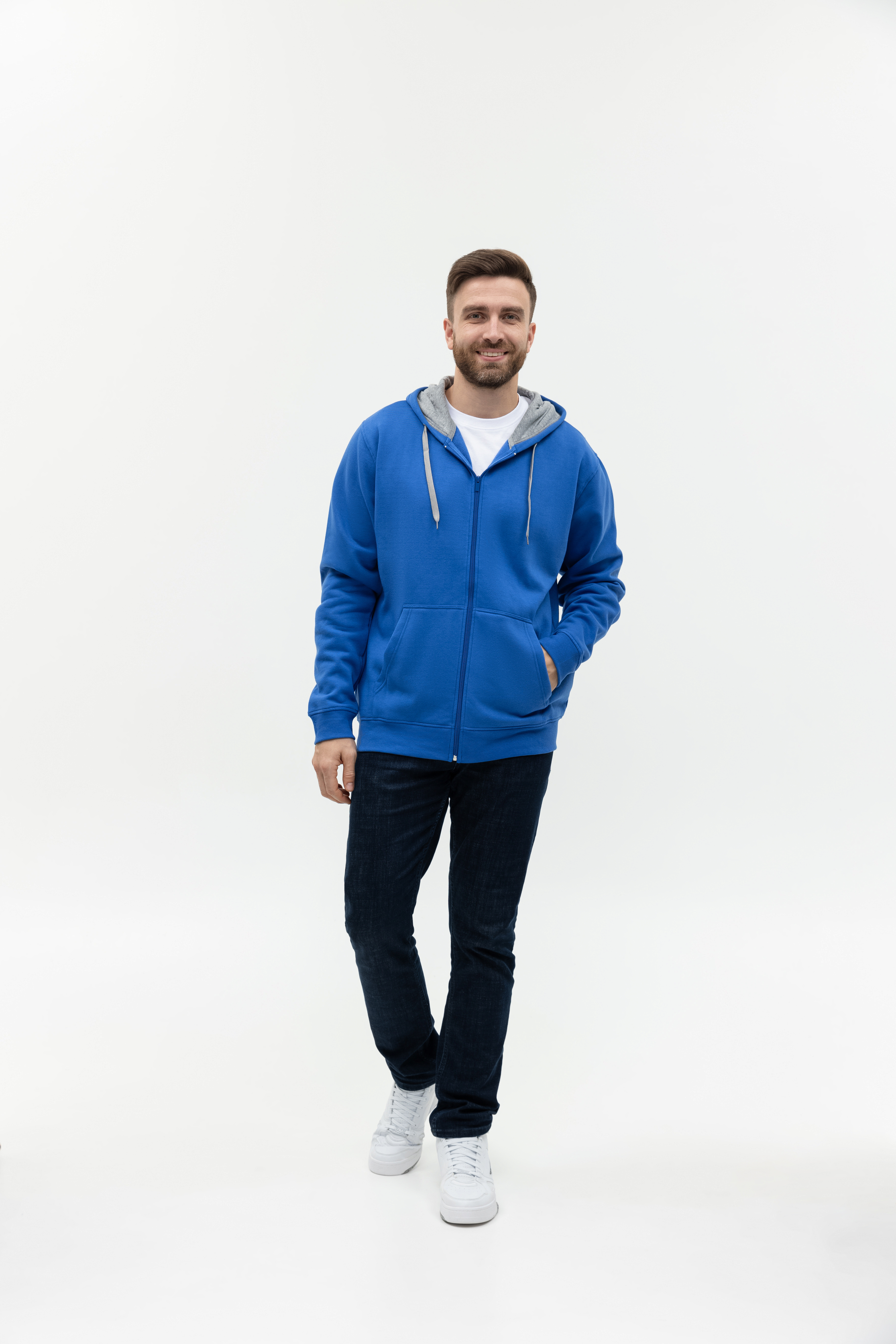 Толстовка мужская STAN с капюшоном на молнии футер с начёсом 280, 17, Синий,  (16/1)  (48/M)