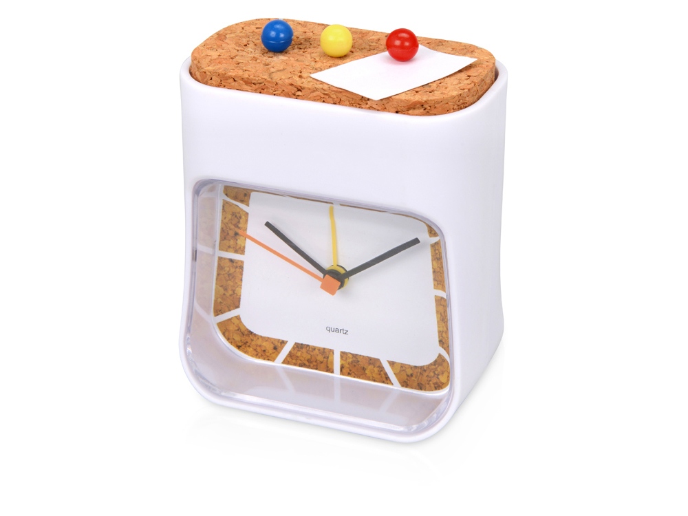 Часы настольные Cork, белый/коричневый
