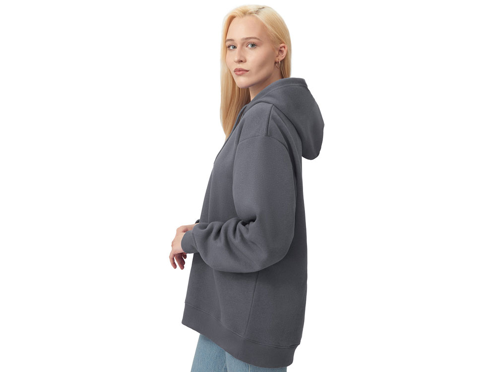 Толстовка с капюшоном оверсайз Lisbon унисекс, темно-серый