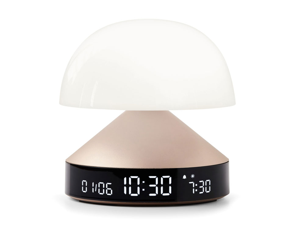 Светильник с часами и световым будильником Mina Sunrise с логотипом LEXON | Print Logo