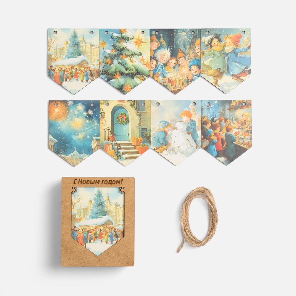 Деревянные флажки «Праздничные мотивы» с логотипом сделано в России | Print Logo