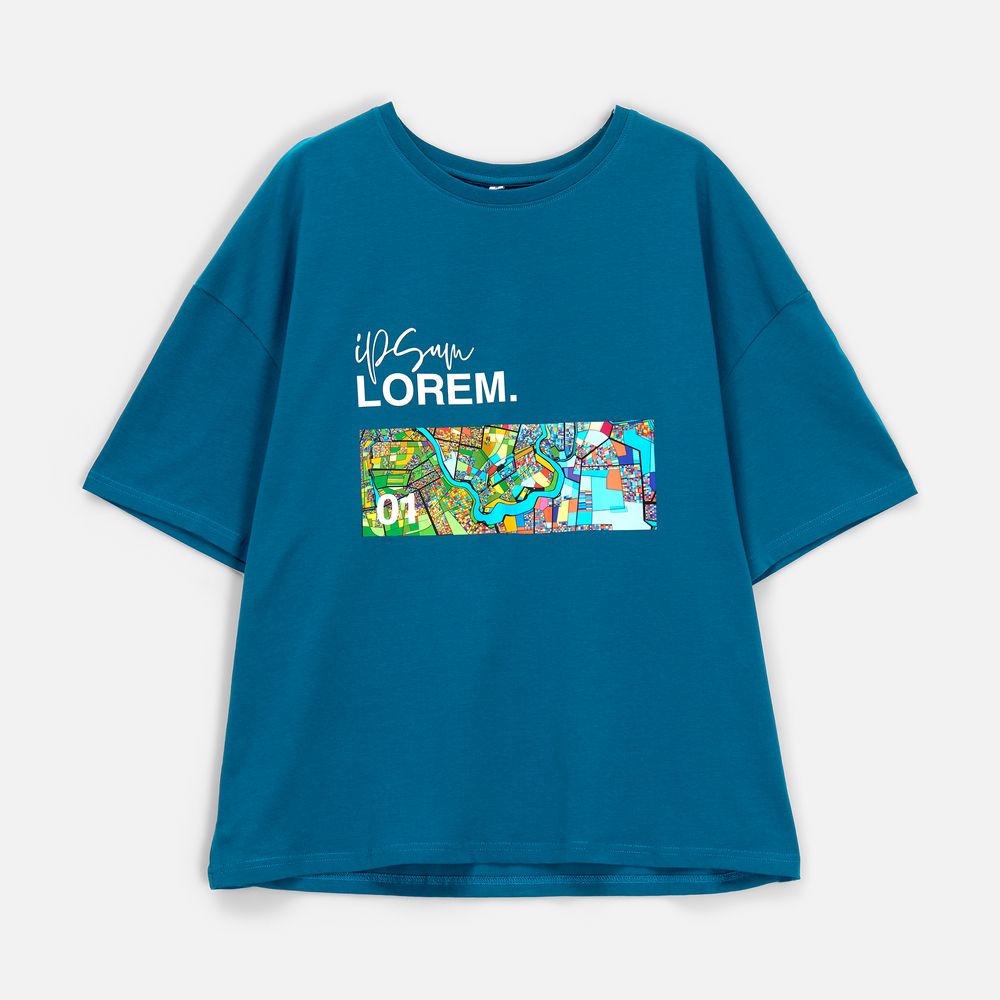 Футболка унисекс оверсайз Crosstown, бирюзовая (морская волна), размер XL