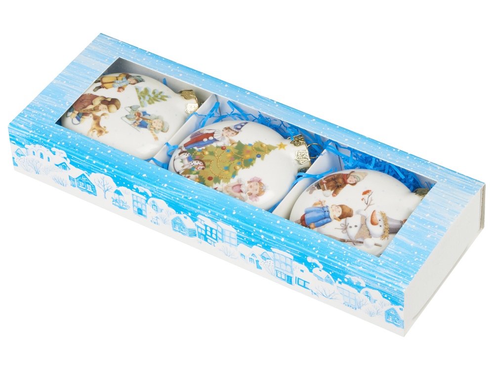 Набор игрушек Медальон Новогодние забавы в подарочной коробке, 3 шт.