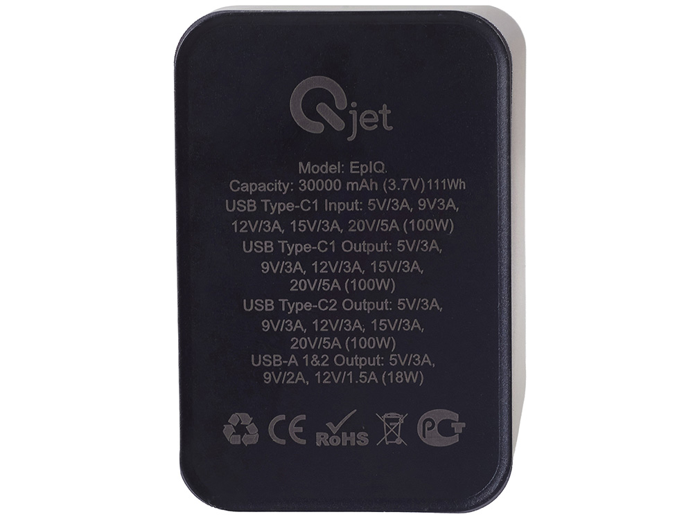 Внешний аккумулятор для ноутбуков EpIQ, 100 Вт, 30000 mAh, темно-серый