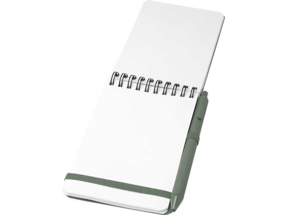 Блокнот Thalaasa формата А6 в твердой обложке из океанического пластика с шариковой ручкой - Зеленый яркий