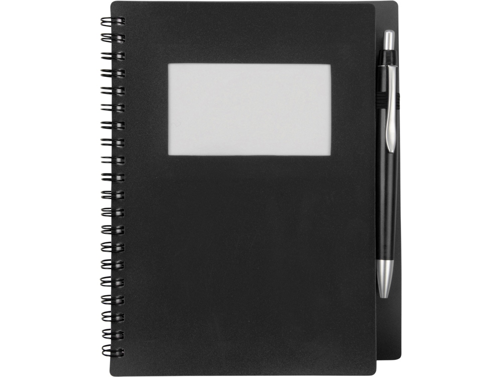 Блокнот Контакт с ручкой, черный