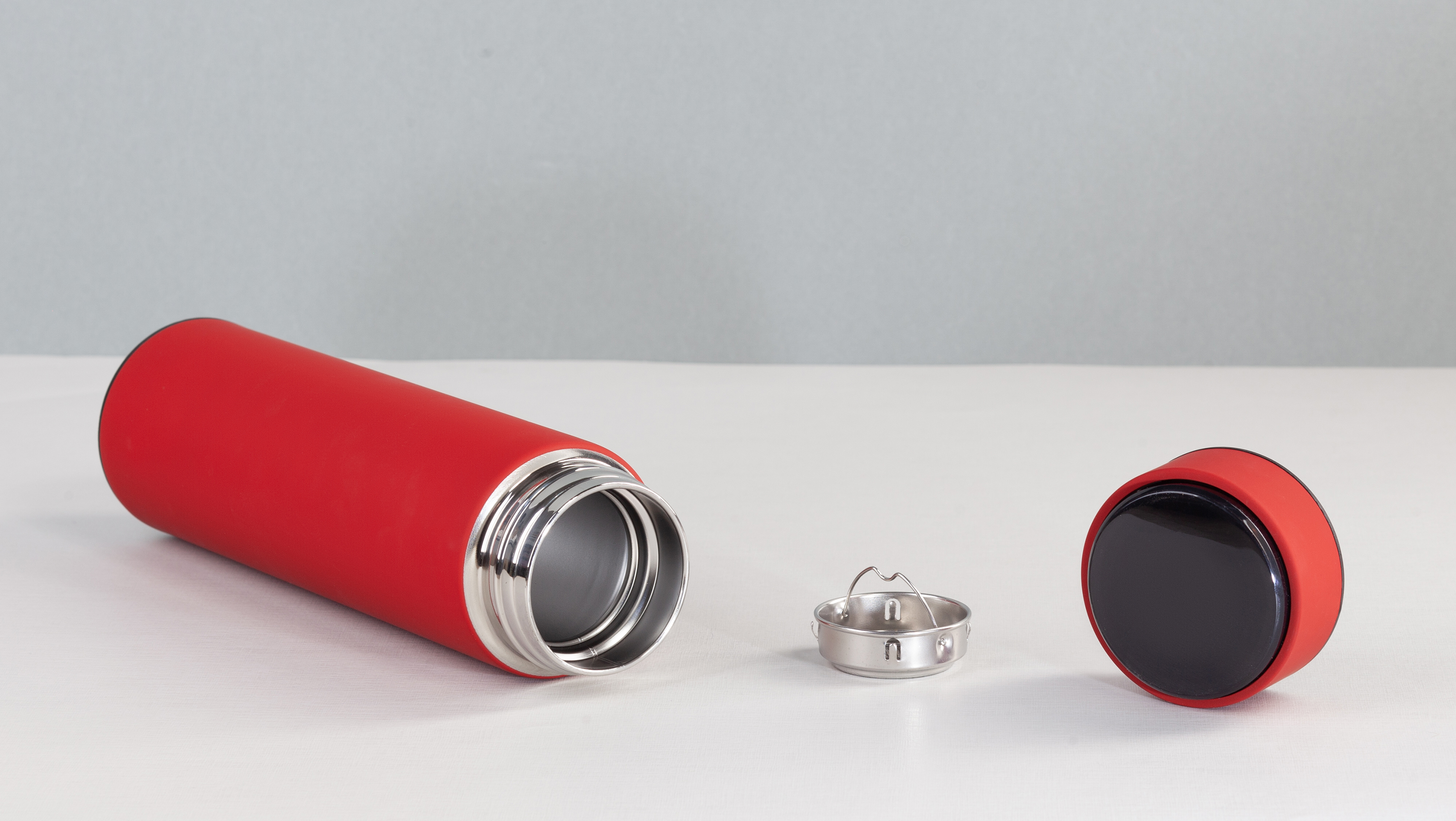 Термос "Бостон next" 500 мл с индикацией температуры, soft touch, сменная батарейка фото на сайте Print Logo.