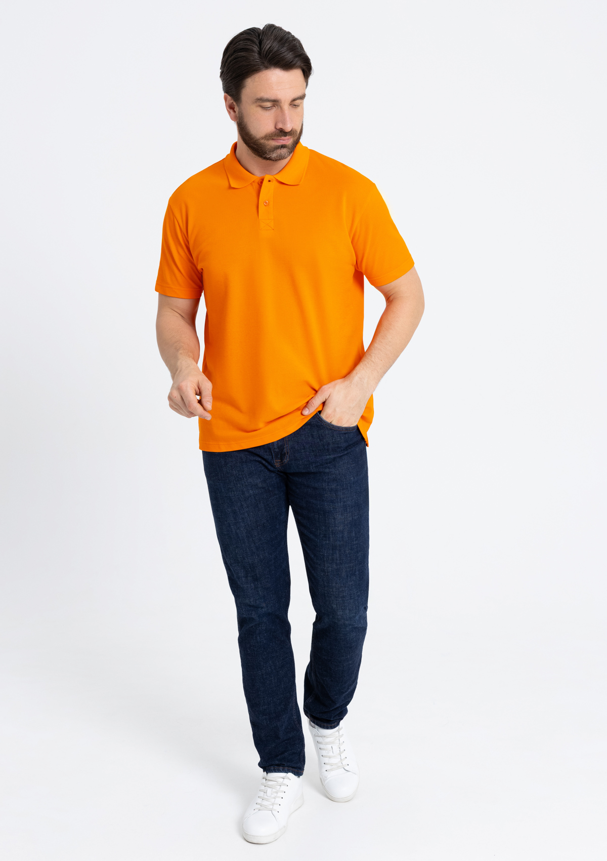 Рубашка поло унисекс STAN хлопок 185, 04U, Оранжевый,  (28/1)  (54/XXL)