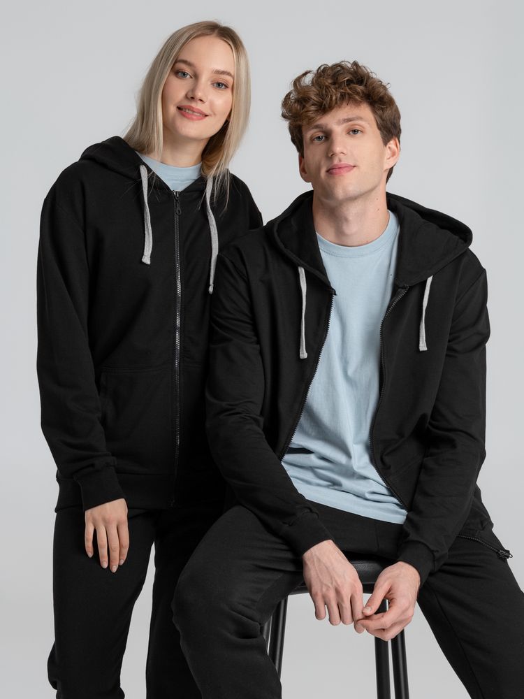 Толстовка на молнии с капюшоном Unit Siverga черная, размер L