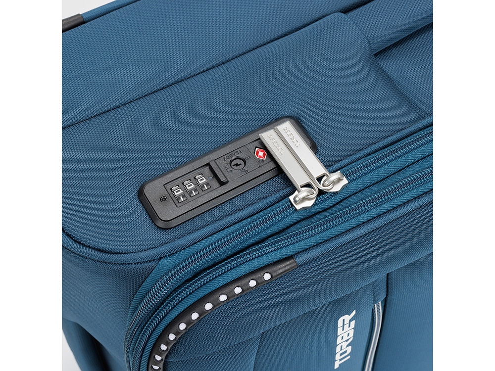 Чемодан TORBER ВИВИ, синий, полиэстер, 44 х 25 х 67 см, 63 л