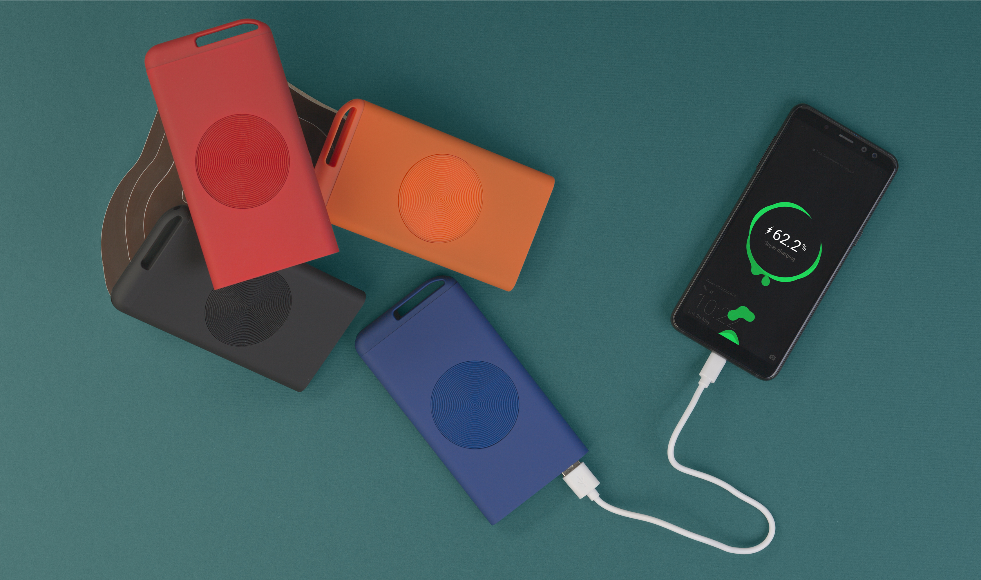 Беспроводное зарядное устройство "Theta Wireless", 4000 mAh, красный