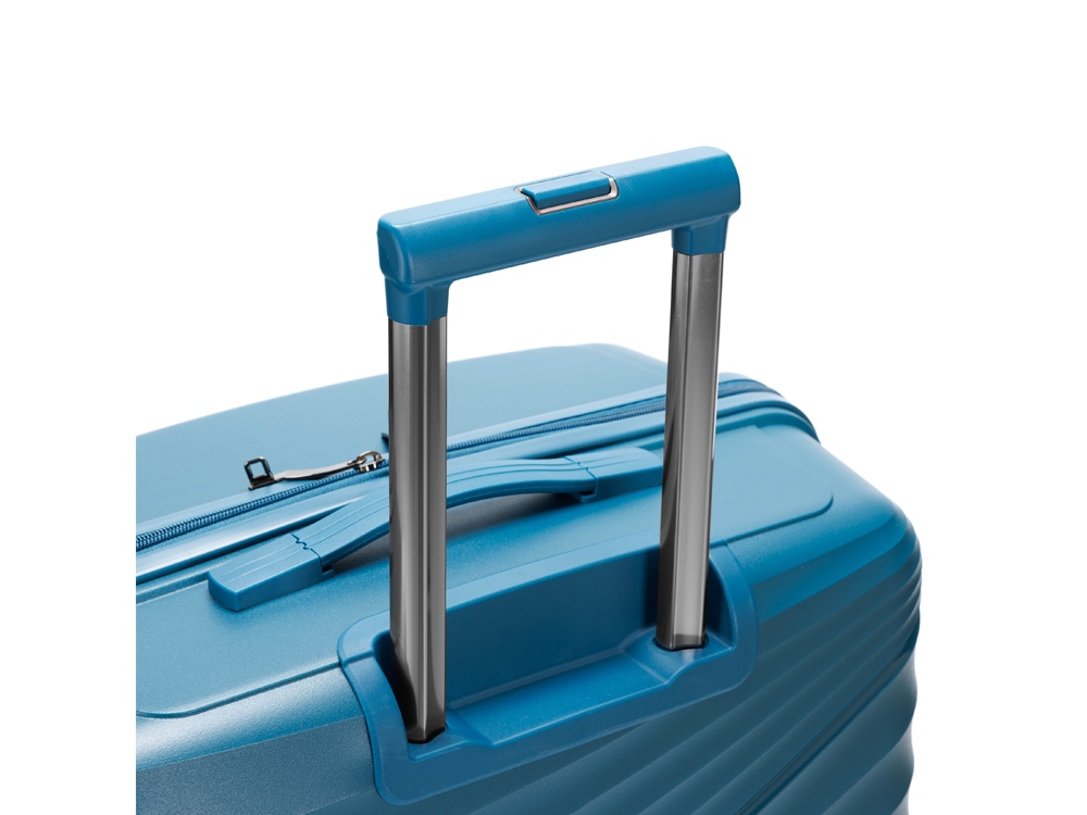 Чемодан TORBER НЕВО, синий, полипропилен, 49 х 28 х 76 см, 95 л