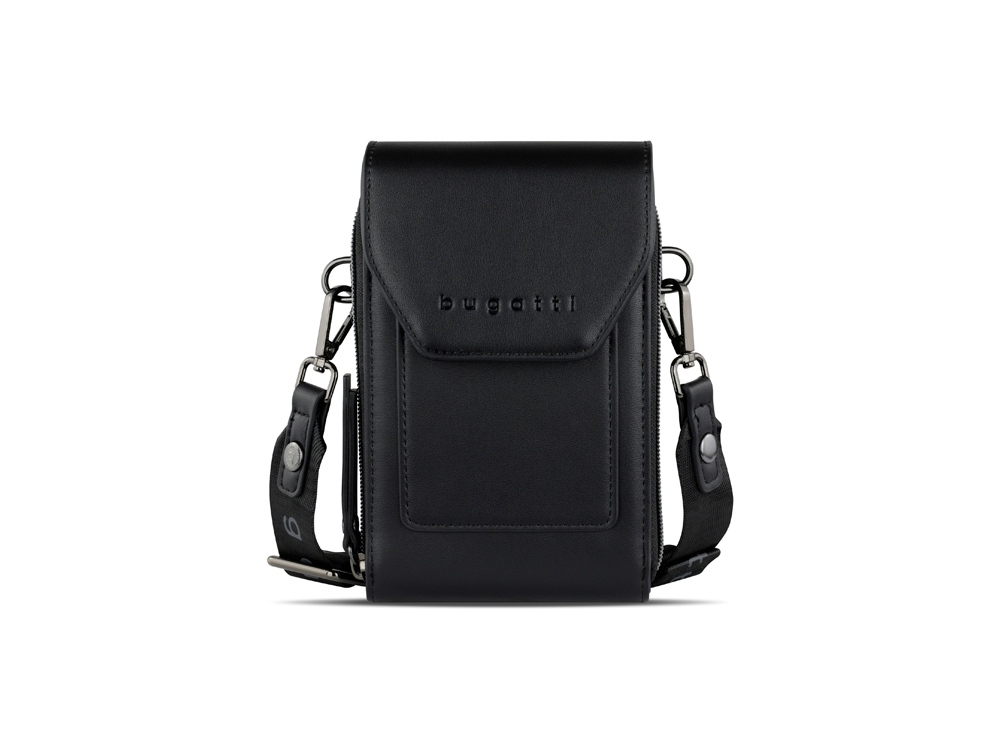 Сумка наплечная BUGATTI АЛМАТА | ALMATA, чёрная, полиуретан, 11х4х19 см