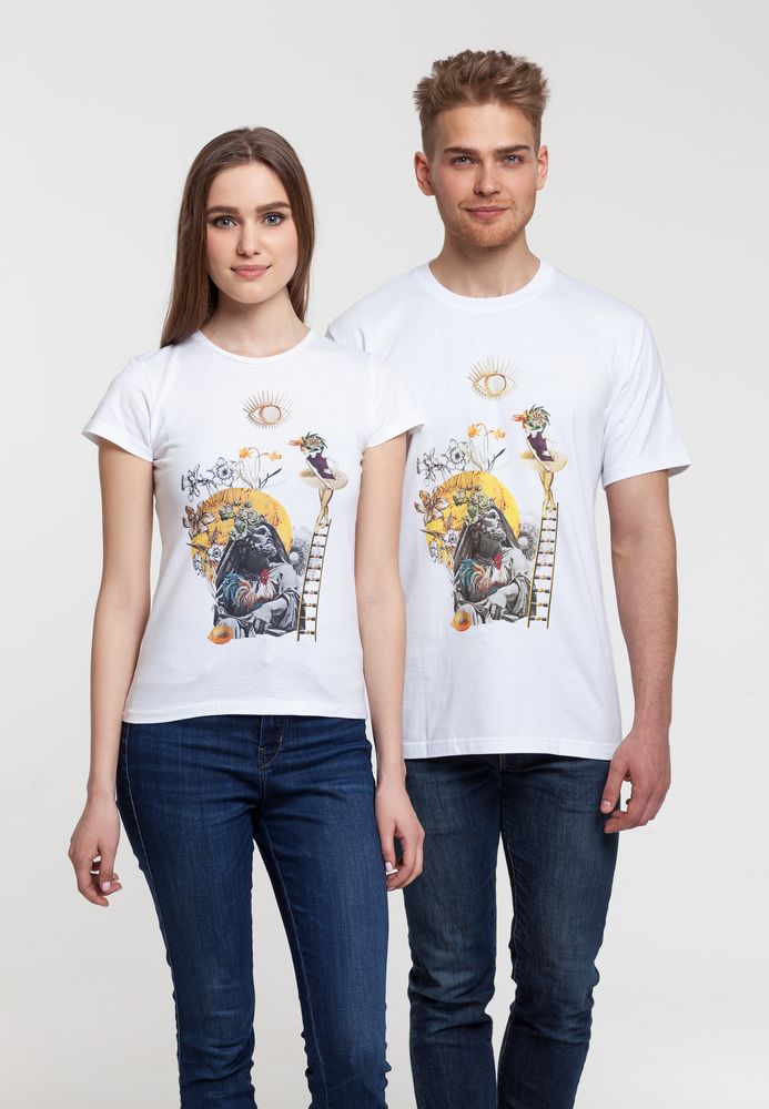 Футболка женская «Трудно быть богом» — пример нанесения логотипа (Принтэссенция) | Print Logo