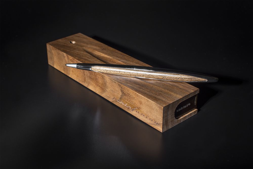 Шариковая ручка Cambiano Shiny Chrome Walnut фото на сайте Print Logo.