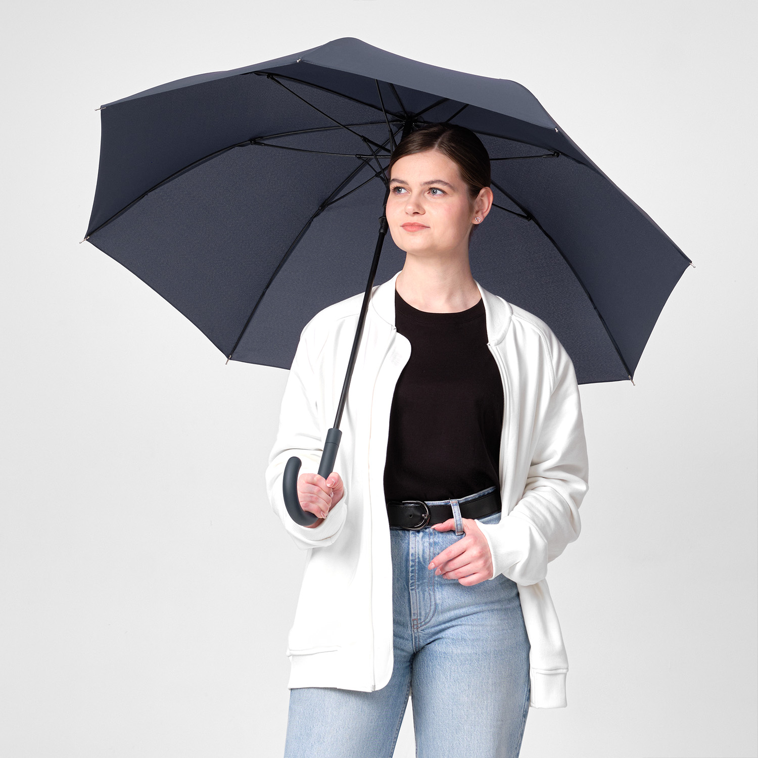 Зонт-трость Фантом (Phantom), серый фото на сайте Print Logo.