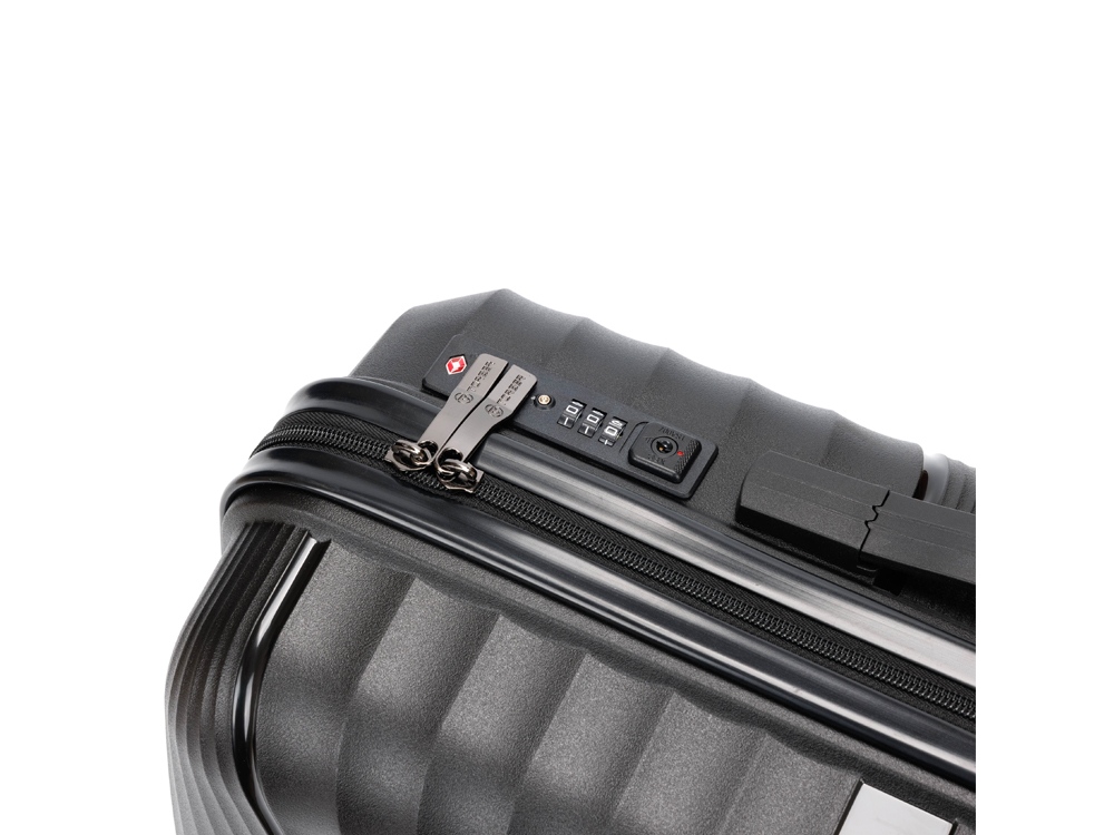 Чемодан TORBER НЕВО, чёрный, полипропилен, 40 х 25 х 55 см, 32 л