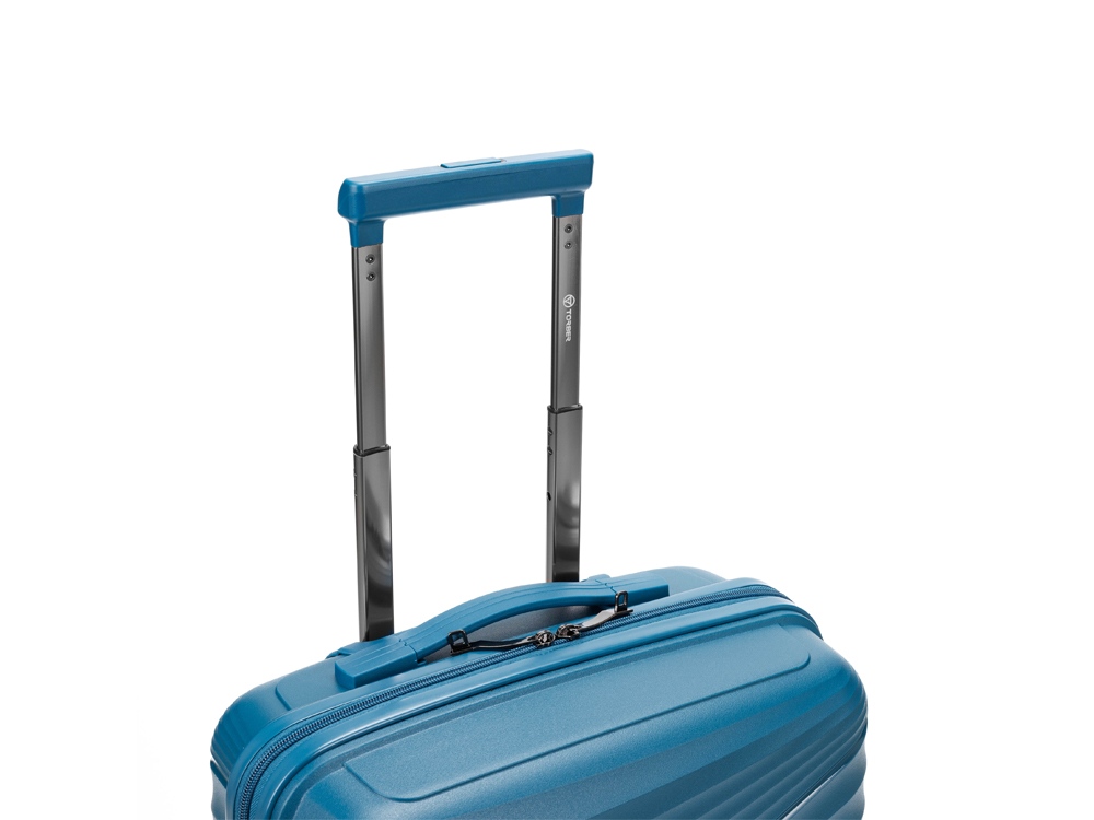 Чемодан TORBER НЕВО, синий, полипропилен, 40 х 25 х 55 см, 32 л