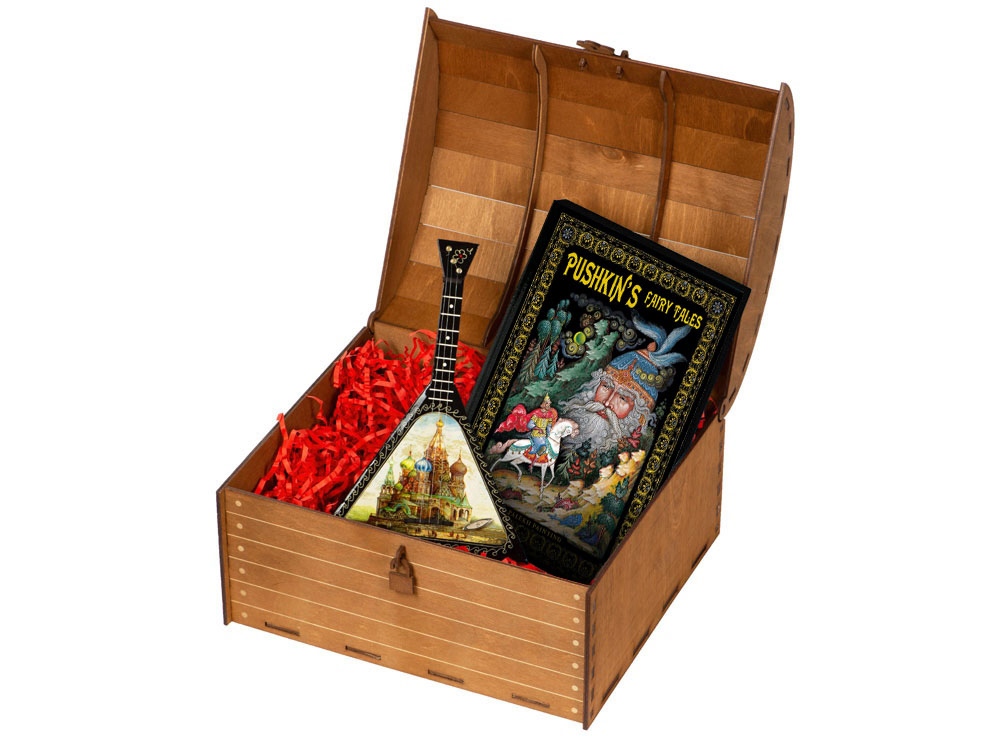 Подарочный набор Музыкальная Россия: балалайка, книга Сказки-Пушкина с логотипом  | Print Logo