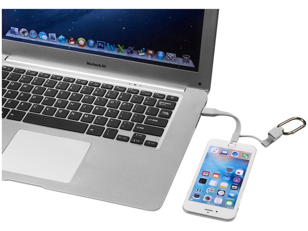 Кабель для зарядки Fold 3-в-1 с карабином, серый