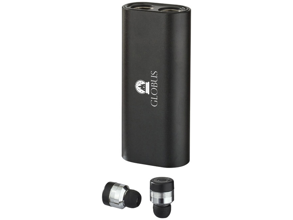 Металлические беспроводные наушники с чехлом пауэрбанк