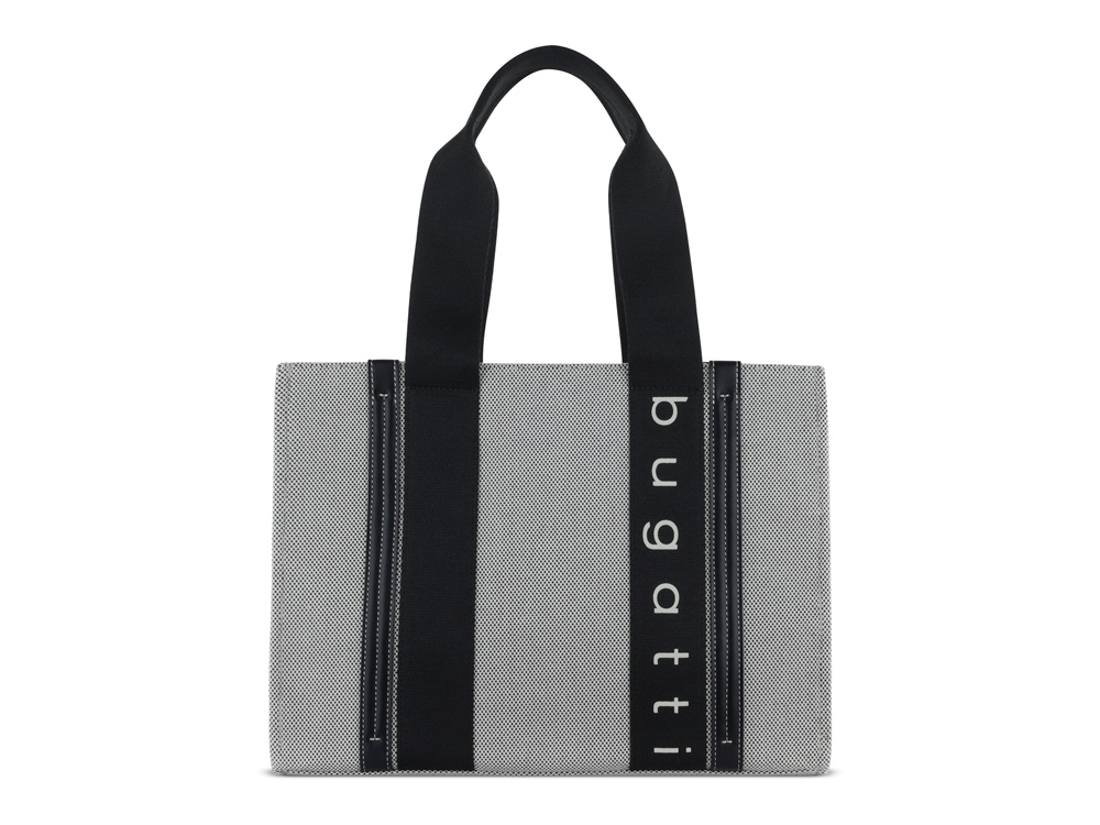 Сумка-тоут женская BUGATTI АМБРА | AMBRA, серо-черный цвет, хлопок/полиэстер, 36,5х19х27 см