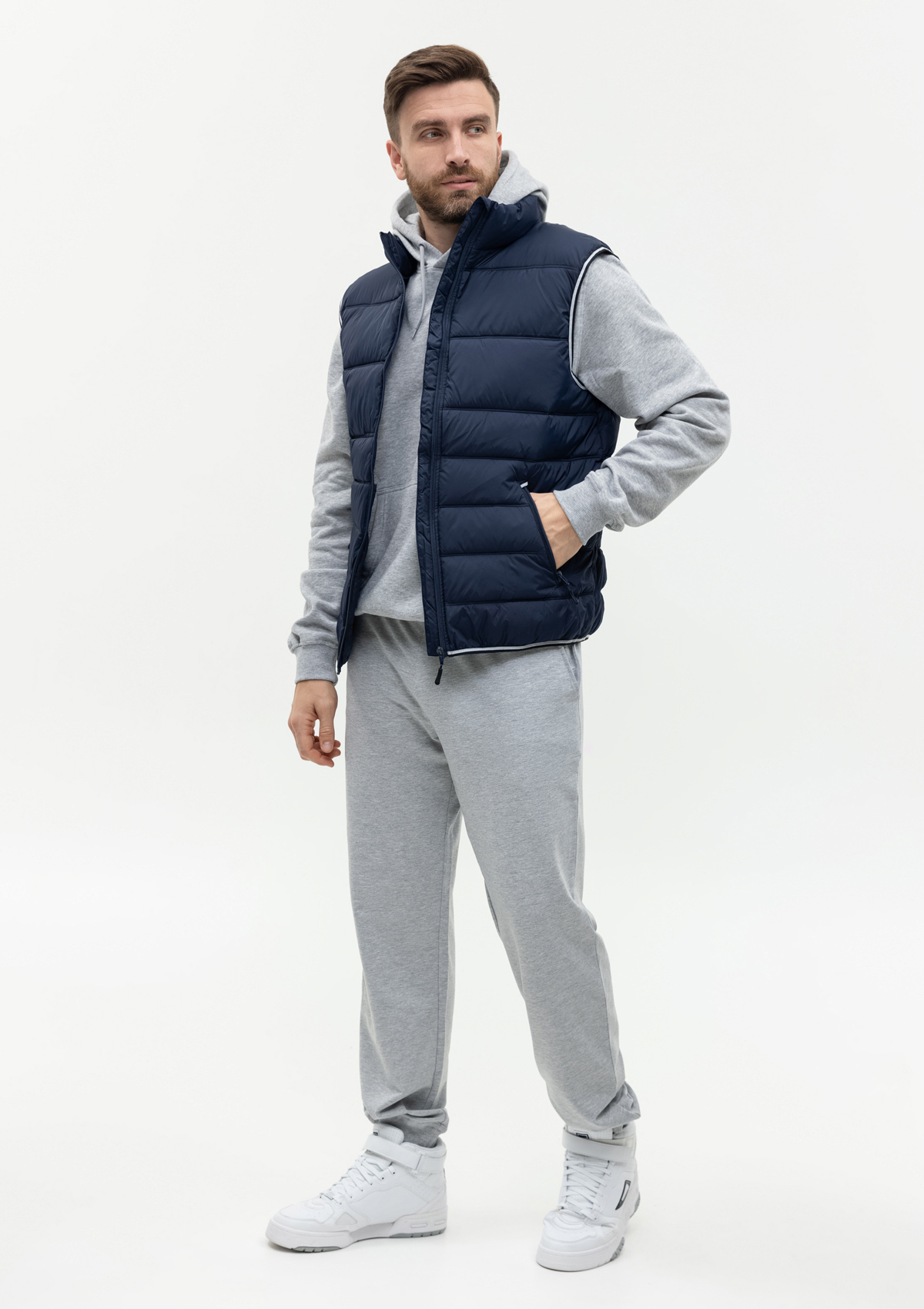 Жилет мужской STAN утепленный таффета 210T,65, 82, Темно-синий с контрастом,  (461)  (50/L)