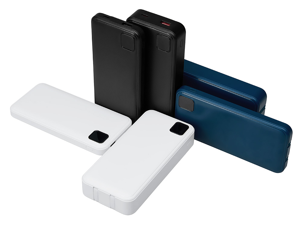 Внешний аккумулятор со встроенными кабелями Фрэйм, 10000мач, белый