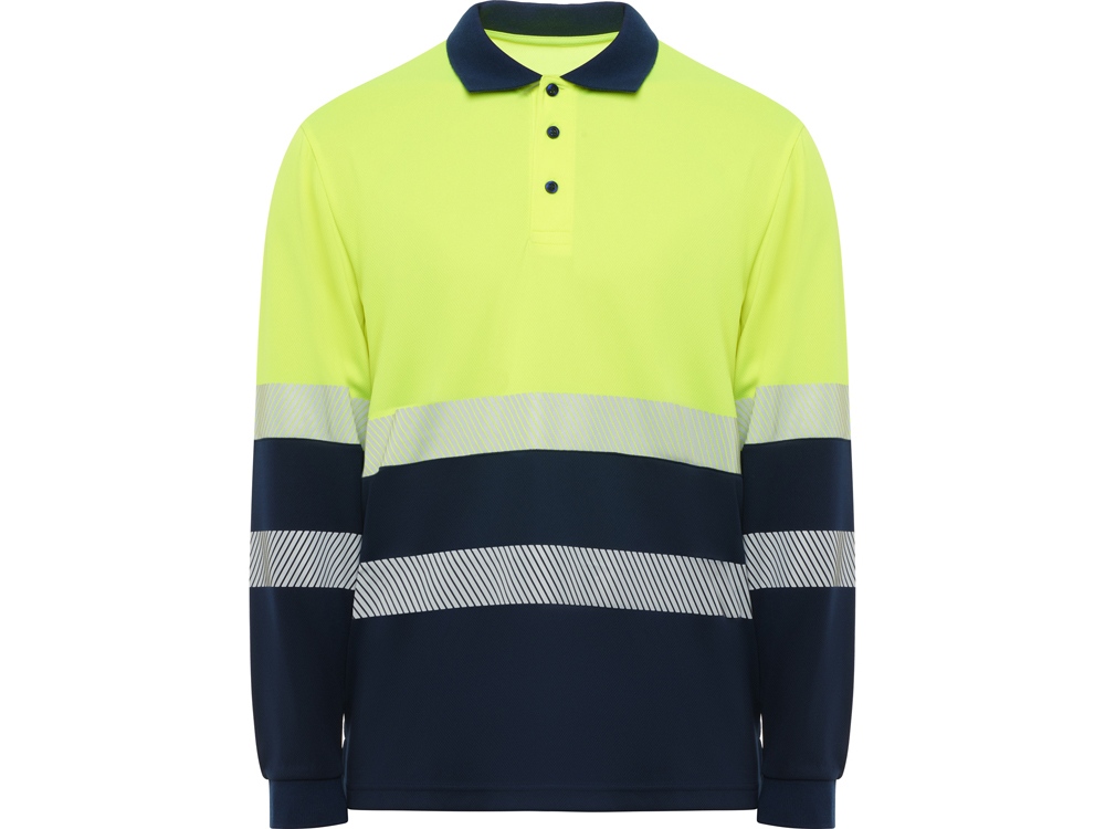 Рубашка поло со светоотражающими полосами Vega с длинным рукавом, мужская с логотипом Roly | Print Logo