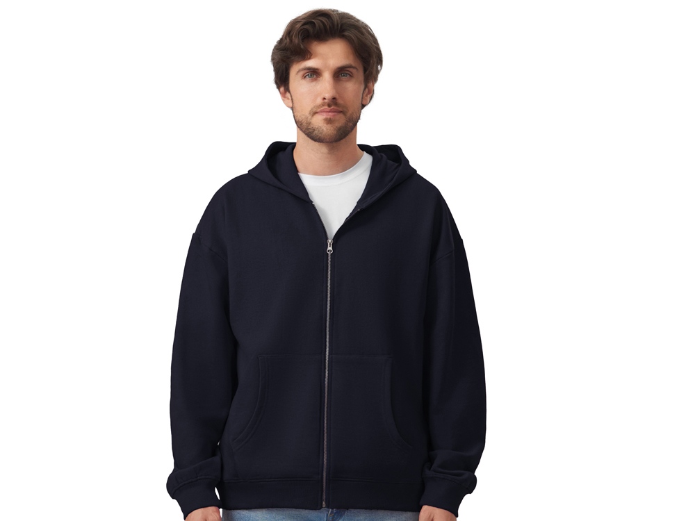 Толстовка оверсайз с капюшоном на молнии Monaco, темно-синий