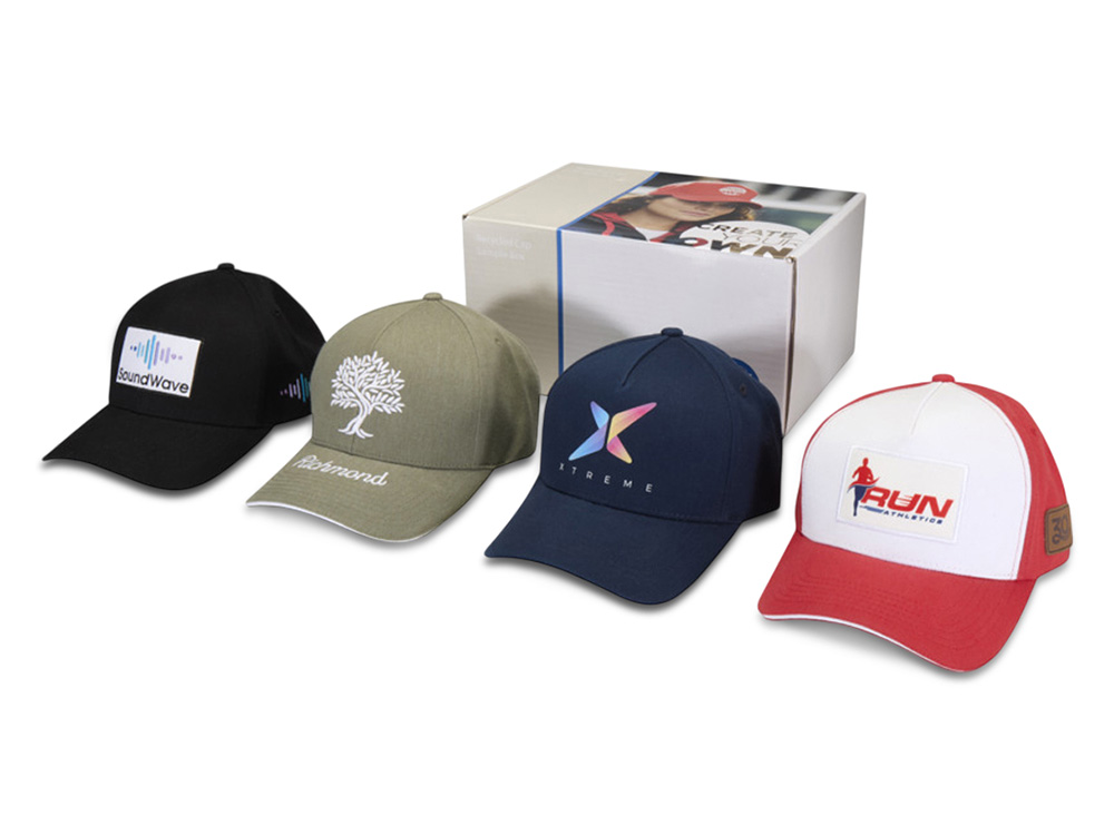 Коробка с образцами бейсболок из переработанных материалов с логотипом  | Print Logo