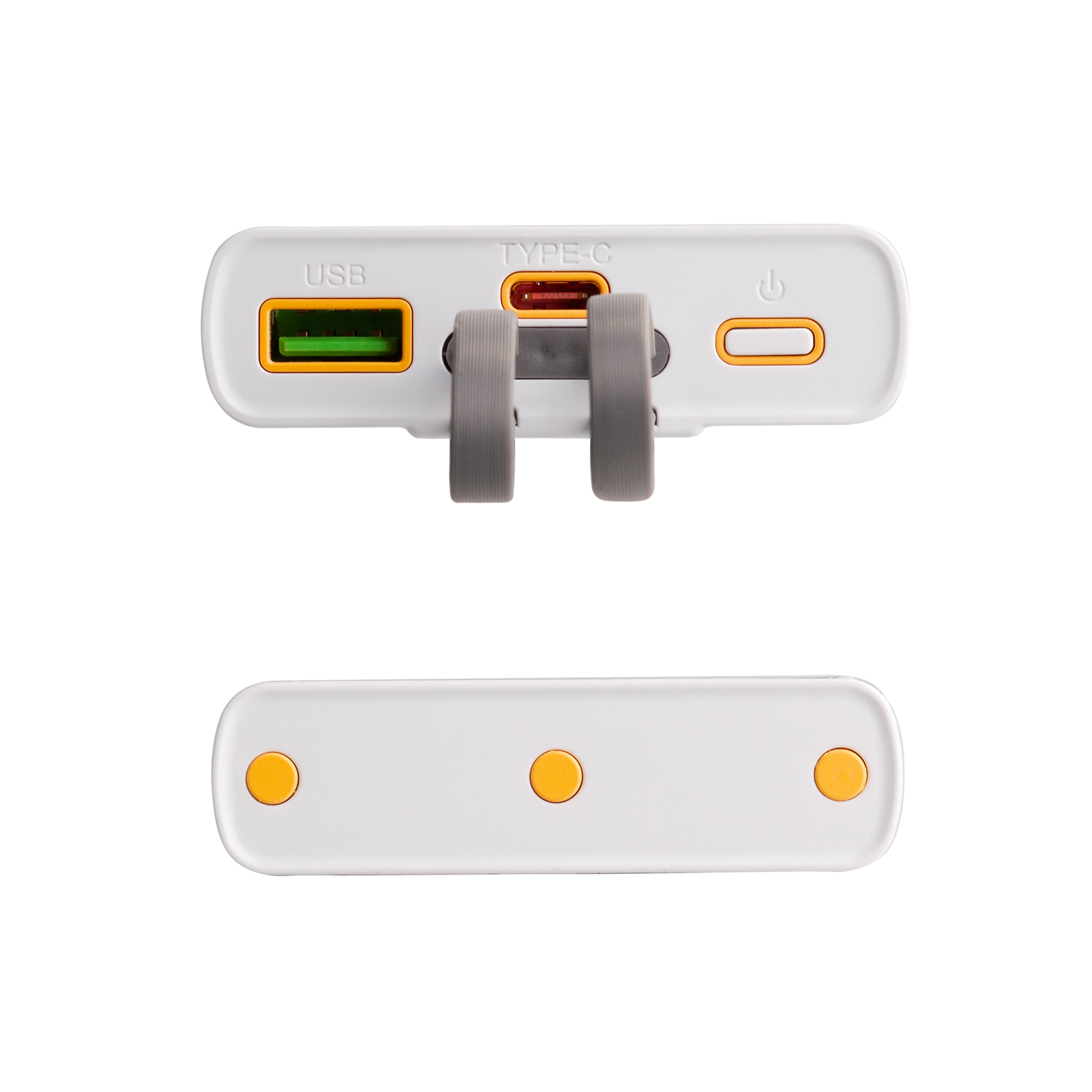 Зарядное (22.5W) устройство "Link" 10000 mAh с прозрачным корпусом, цифровым индикатором заряда и встроенными Type-C/Lightning кабелями фото на сайте Print Logo.