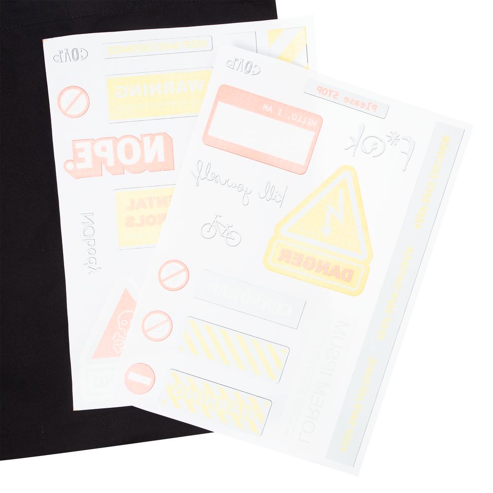 Холщовая сумка с термонаклейками Cautions — пример нанесения логотипа (Соль) | Print Logo